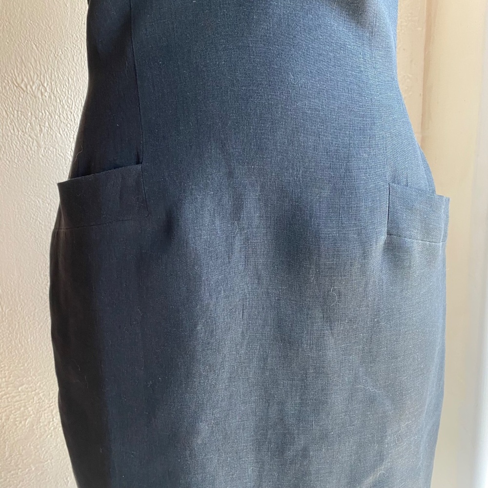 Vintage late 80's Donna Karan black label, black linen dress NEVER WORN Sz 8 - Picture 8 of 15